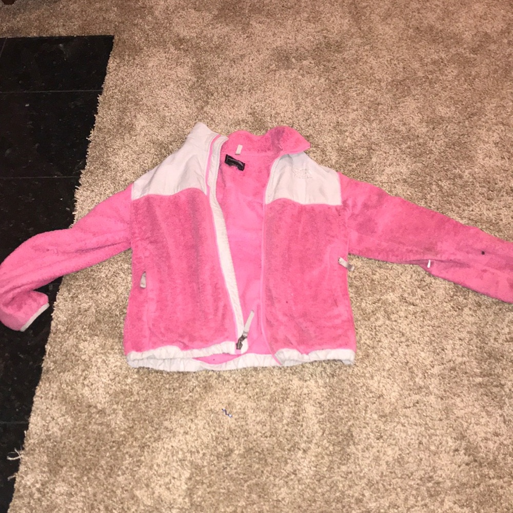 Pink fuzzy north face